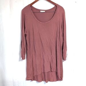Paper + Tee Mauve Scoop Neck 3/4 Sleeve Lace Detail Size 2x